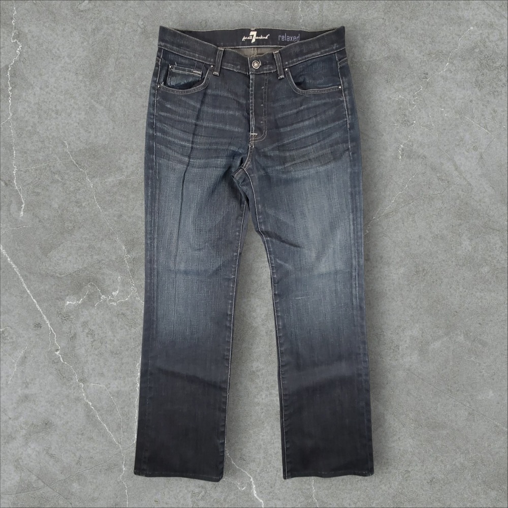 7 For All Mankind Relaxed Jeans Mens 32 Dark Wash Straight Leg Stretch B2